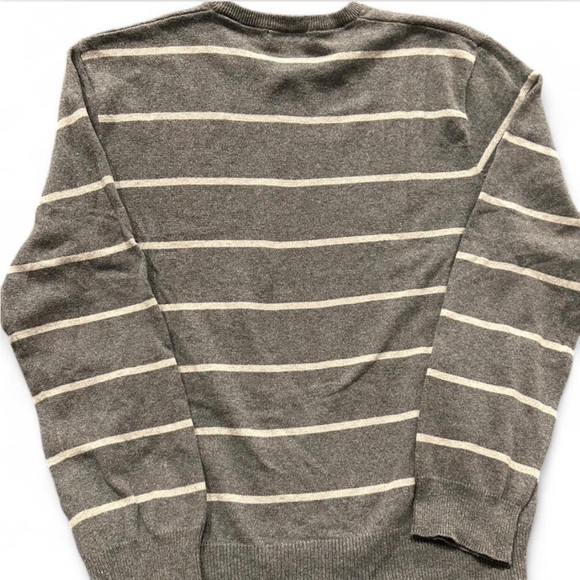 J. Crew Men's Gray and White Striped Crewneck Sweater - Picture 3 of 7